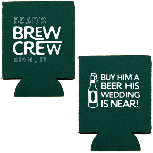 Our personalized Metallic Silver Flat Can Cooler with Matte Black Ink Cup Ink Colors has a Beer Bottle graphic and is good for use in Drinks, St. Patricks Day, Birthday themed parties and can be customized to complement every last detail of your party.