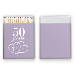 ForYourParty's chic Natural Cranberry Barrel Matchbox with Matte Dove Grey Foil Color has a Interlocked Hearts graphic and is good for use in Wedding, Hearts themed parties and can be customized to complement every last detail of your party.