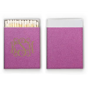 Our custom Stardream Plum Barrel Matchbox with Matte Dove Grey Foil Color can be personalized to match your party's exact theme and tempo.