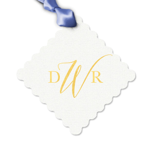 Our beautiful custom Linen White Large Scalloped Gift Tag with Shiny 18 Kt Gold Foil will add that special attention to detail that cannot be overlooked.