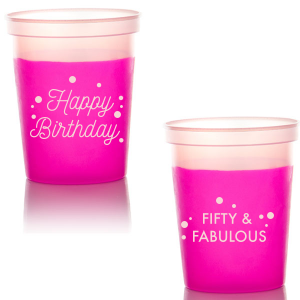 The ever-popular Hot Pink 16 oz Stadium Cup with Matte Blush Ink Cup Ink Colors can be customized to complement every last detail of your party.
