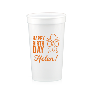 Our beautiful custom White 16 oz Cup with Matte Light Coral Ink Cup Ink Colors has a Balloons graphic and is good for use in Kid Birthdays, and Adult  Birthdays alike. Showcase your style in every detail of your party's theme!
