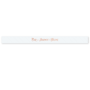 The Our Journey Begins Ribbon adds an elegant touch to celebrations with its scrolling all-caps lettering. This 5/8” satin ribbon, bearing a personalized phrase of your choice, beautifully enhances party favors and gifts, symbolizing the start of a new chapter with a touch of sophistication and grace.