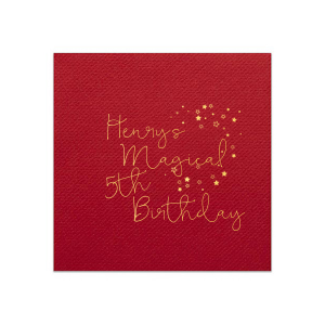 ForYourParty's chic Convertible Red Cocktail Napkin with Shiny 18 Kt Gold Foil has a Stream of Stars graphic and is good for use in Frames, Stars, Travel themed parties and will add that special attention to detail that cannot be overlooked.