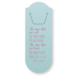 Our custom Poptone Kiwi Rounded Bookmark with Matte Navy Foil will add that special attention to detail that cannot be overlooked.