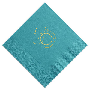 The 50th Birthday Celebration Napkin design elegantly intertwines a stylized "50," symbolizing a seamless blend of the past five decades. The artful fusion of numbers, encircled by a dotted ring, invites guests to honor a milestone with sophistication and a touch of nostalgia.