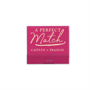 The ever-popular Shimmer Rose Gold 30 Strike Matchbook with Matte White Foil can be customized to complement every last detail of your party.