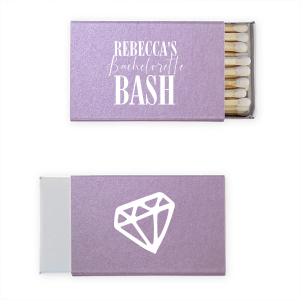 Our personalized Stardream Fuchsia Classic Matchbox with Matte White Foil Color and Shiny Leaf Foil Color has a Diamond graphic and is good for use in Wedding themed parties and will add that special attention to detail that cannot be overlooked.