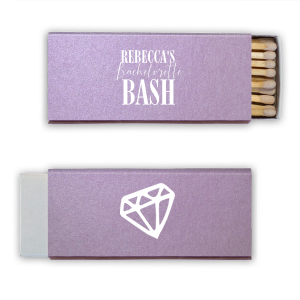 Our personalized Stardream Fuchsia Classic Matchbox with Matte White Foil Color and Shiny Leaf Foil Color has a Diamond graphic and is good for use in Wedding themed parties and will add that special attention to detail that cannot be overlooked.