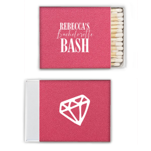 Our personalized Stardream Fuchsia Classic Matchbox with Matte White Foil Color and Shiny Leaf Foil Color has a Diamond graphic and is good for use in Wedding themed parties and will add that special attention to detail that cannot be overlooked.