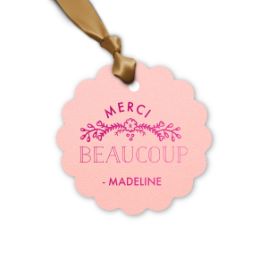 Personalized Poptone Ballet Pink Luggage Gift Tag with Shiny 18 Kt Gold Foil Color has a Marigold Vine graphic and is good for use in Accents themed parties and will look fabulous with your unique touch. Your guests will agree!