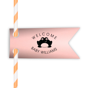 Our personalized Poptone Ballet Pink Rectangle Straw Tag with Matte Black Foil Color has a Baby Frog graphic and is good for use in Baby Shower, Baby Animals themed parties and will look fabulous with your unique touch. Your guests will agree!