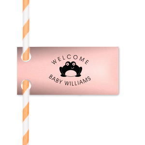 Our personalized Poptone Ballet Pink Rectangle Straw Tag with Matte Black Foil Color has a Baby Frog graphic and is good for use in Baby Shower, Baby Animals themed parties and will look fabulous with your unique touch. Your guests will agree!