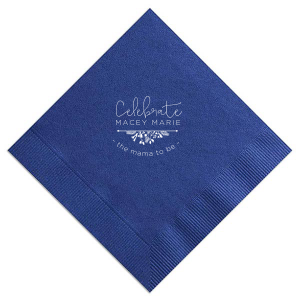 Celebrate the Mama-to-be with custom napkins! Choose the lovely Royal Blue with Matte White and personalize with the new Mama's name showcasing your attention to detail that cannot be overlooked. 