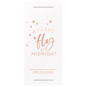 Our custom Natural Frost White Large Sparkler Sleeve with Shiny Rose Gold Foil has a Starry Night graphic and is good for use in Full Bleed themed parties and couldn't be more perfect. It's time to show off your impeccable taste.