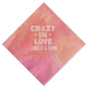 ForYourParty's elegant Watercolor Hibiscus Cocktail Napkin with Matte White Foil has a Crazy In Love graphic and is good for use in Wedding, Bridal Shower, Words themed parties and will make your guests swoon. Personalize your party's theme today.