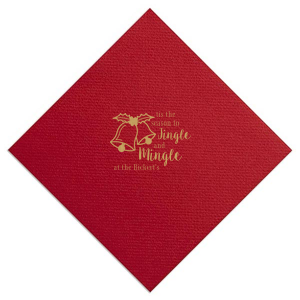 Our custom Lipstick Red Dinner Napkin with Satin 18 Kt. Gold Imprint Foil Color has a Holiday Bells graphic and is good for use in Holiday, Christmas themed parties and will make your guests swoon. Personalize your party's theme today.