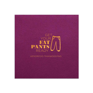 Personalized Brown Dinner Napkin with Shiny Copper Imprint Color has a Pants graphic and is good for use in Pairs, Fashion themed parties, or maybe just for a Silly Joke and can be customized to complement every last detail of your party.