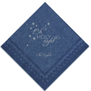 Our custom Navy Shimmer Cocktail Napkin with Satin Sterling Silver Imprint Foil Color has a Starry Night graphic and is good for use in Christmas themed parties and are a must-have for your next Holiday event!