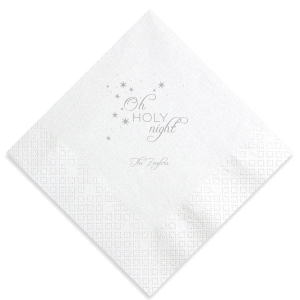 Our custom Navy Shimmer Cocktail Napkin with Satin Sterling Silver Imprint Foil Color has a Starry Night graphic and is good for use in Christmas themed parties and are a must-have for your next Holiday event!