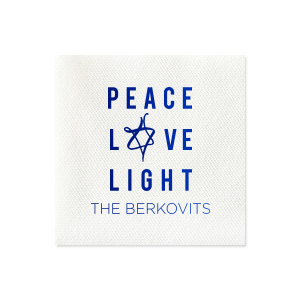 Our custom Navy Linen Like Dinner Napkin with Shiny Sterling Silver Imprint Foil Color has a Painted Star graphic and is good for use in Jewish Holiday themed parties and can be customized to complement every last detail of your party.
