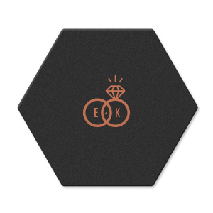 Cheers to love with the Diamond Wedding Ring Initials Coaster, where a dazzling diamond meets its match in an interlocked band. Initials find a charming home within each ring, crafting a coaster that's as unique as your 'I do's.