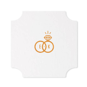 Cheers to love with the Diamond Wedding Ring Initials Coaster, where a dazzling diamond meets its match in an interlocked band. Initials find a charming home within each ring, crafting a coaster that's as unique as your 'I do's.