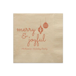Personalized Hunter Green Statement Cocktail Napkin with Shiny Rose Gold Foil has a Ornament graphic and is good for use in Christmas themed parties and are a must-have for your next event—whatever the celebration!