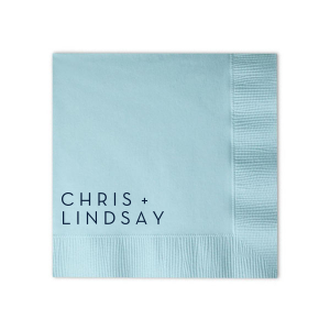 Highlight the honored couple with the Modern Names Wedding Napkin design; it's a minimalist's dream where the names command attention, embodying understated elegance that complements any contemporary wedding theme.