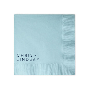 Highlight the honored couple with the Modern Names Wedding Napkin design; it's a minimalist's dream where the names command attention, embodying understated elegance that complements any contemporary wedding theme.