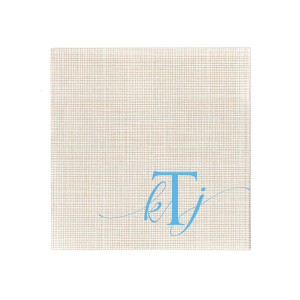 ForYourParty's personalized Crosshatch Stone Statement Cocktail Napkin with Matte Azure Foil will give your party the personalized touch every host desires.