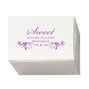 Personalized Satin Plum Cake Box with Satin Plum Foil Color has a Decorative Flourish graphic and is good for use in Accents themed parties and will look fabulous with your unique touch. Your guests will agree!