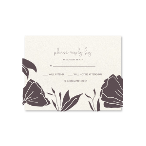 Our custom Lettra Pearl White 110lb Letterpress RSVP Card with Raison Ink Letterpress Inks can be customized to complement every last detail of your party.