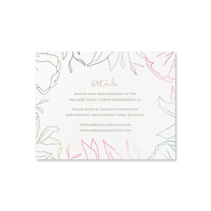 The ever-popular Full Color with Foil Details Card is printed with Full Color Digital Print Design, Shiny Amethyst Imprint Foil and is printed on a 115 lb. Smooth Natural White paper stock and couldn't be more perfect. It's time to show off your impeccable taste.