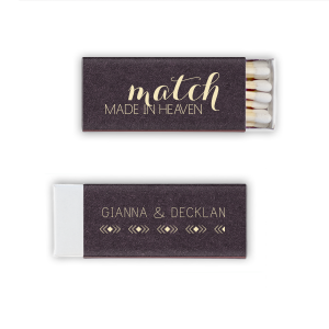 Our custom Natural Amethyst Triangle Matchbox with Matte Ivory Foil Color has a Diamond Stripe graphic and is good for use in Love themed parties and can't be beat. Showcase your style in every detail of your party's theme!