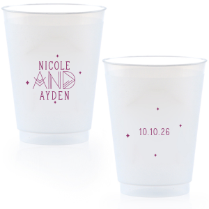 Our cCosmic Couple Names Cup is good for use in Wedding, Engagement and Bridal Shower themed parties and can be customized to complement every last detail of your party.