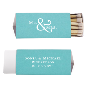 Illuminate your union with the Mr. & Mrs. Matchbox. Bold, artistic ampersand connecting two paths into one. An elegant statement for your special day, these matchboxes carry the spark of your new beginning, perfect for wedding celebrations.