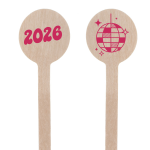 ForYourParty's chic Matte Fuchsia Round Stir Stick with Matte Fuchsia Foil has a Disco Ball graphic and is good for use in Birthday, New Years, Trendy themed parties and are a must-have for your next event—whatever the celebration!