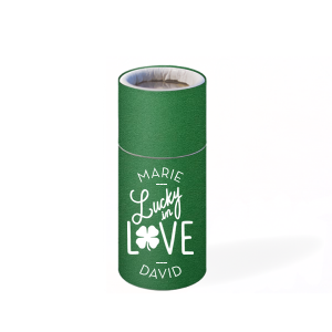 Our personalized Stardream Leaf Barrel Matchbox with Matte White Foil has a Lucky In Love graphic and is good for use in Irish and Wedding themed parties and can be personalized to match your party's exact theme and tempo.