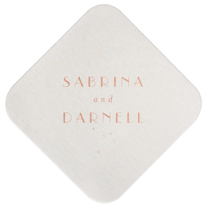 ForYourParty's elegant Eggshell Square Coaster with Shiny Rose Gold Foil can be personalized to match your party's exact theme and tempo.