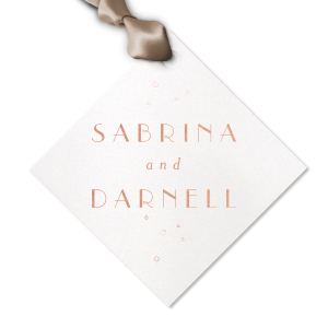 Our custom Stardream Crystal White Diamond Gift Tag with Shiny Rose Gold Foil are a must-have for your next event—whatever the celebration!