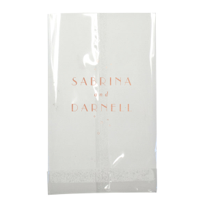ForYourParty's personalized White Party Bag with Shiny Rose Gold Foil can't be beat. Showcase your style in every detail of your party's theme!