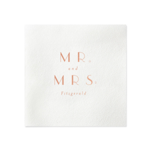 Custom White Linen Like Guest Towel with Shiny Rose Gold Foil can be customized to complement every last detail of your party.
