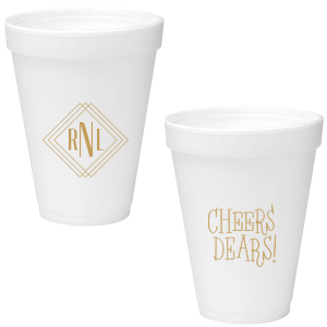 Sip in style with the Diamond Initials Cup, flaunting a deco-inspired diamond monogram. On the back, 'Cheers Dears!' invites a round of toasts, adding a dash of charm to your convivial gatherings.