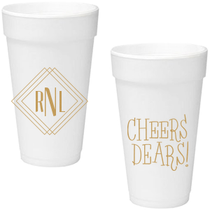 Sip in style with the Diamond Initials Cup, flaunting a deco-inspired diamond monogram. On the back, 'Cheers Dears!' invites a round of toasts, adding a dash of charm to your convivial gatherings.