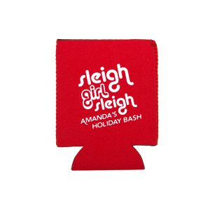 Our personalized Red Round Can Cooler with Matte White Ink Cup Ink Colors has a Sleigh Girl Sleigh graphic and is good for use in Christmas, Words, Holiday themed parties and will make your guests swoon. Personalize your party's theme today.
