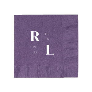 The Contemporary Modern Initials & Date Wedding Napkin design showcases a contemporary art aesthetic. Forming a box-like graphic, the couple's initials and the date are cleverly arranged in opposite corners, resembling stylized mathematical equations. This innovative design intertwines love and art, offering a unique and clever visual celebration of the special day.