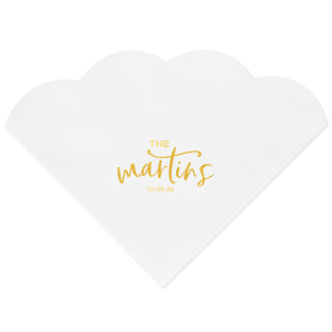 The Simple Script Newlywed Family Name and Date Napkin elegantly introduces the newlyweds with their shared last name in a bold, swirling script. Under it, the event date adds a personal touch, symbolizing their union and the beginning of a shared journey. Ideal for weddings, this napkin celebrates togetherness.