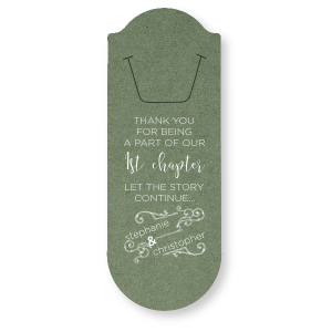 Mark a new beginning with the First Chapter Bookmark, a heartfelt thank-you to guests in your love story. '1st Chapter' swirls above a promise of continued tales, with the couple's names gracefully concluding this chapter of joy.