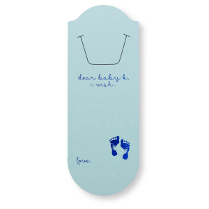Cherish future steps with the Baby Wish Bookmark, ready for heartfelt messages to the awaited little one. Adorned with tiny footprints and space for signatures, it's a keepsake to treasure as the baby's story unfolds.